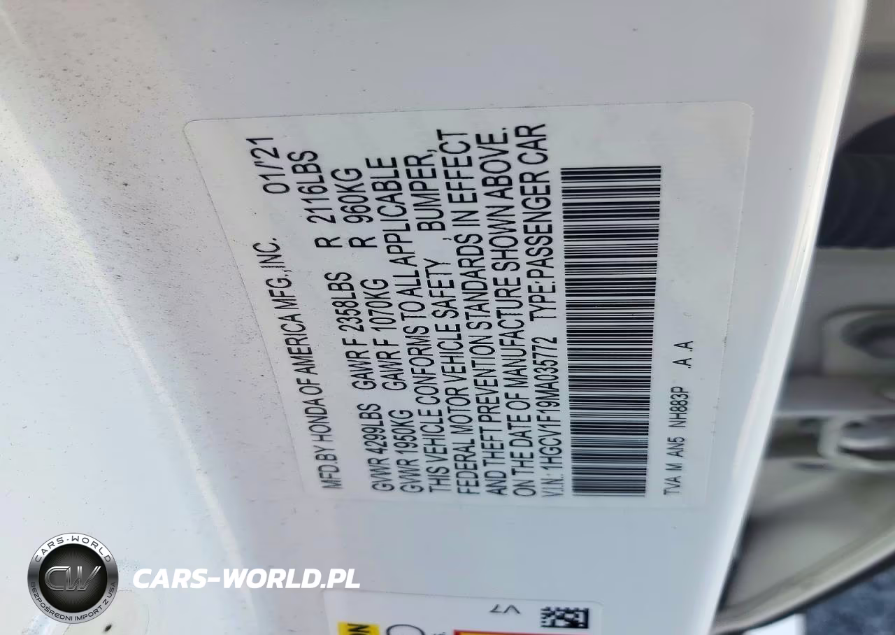 2021 Honda Accord Lx VIN:1HGCV1F19MA035772 - 12