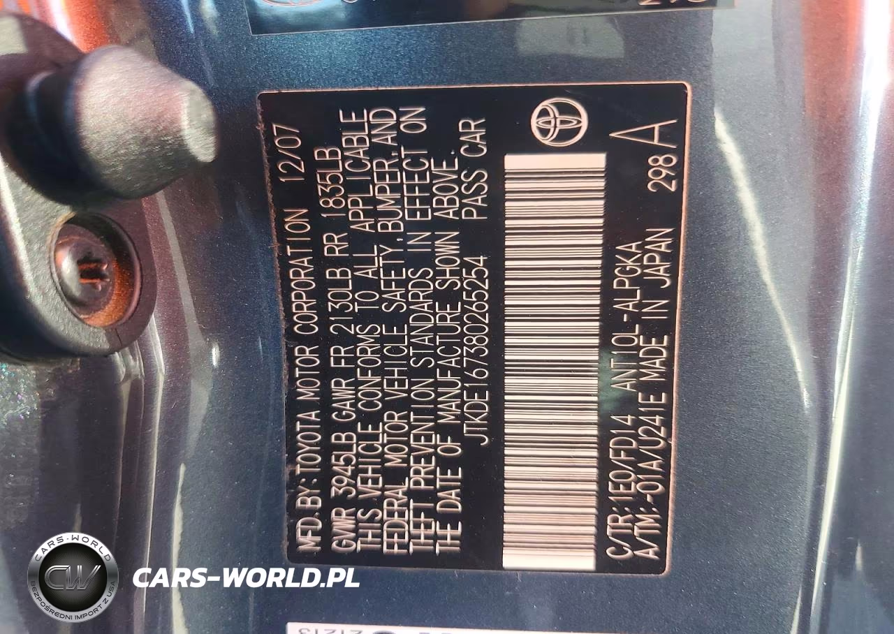 2008 Scion Tc Base VIN:JTKDE167380265254 - 12
