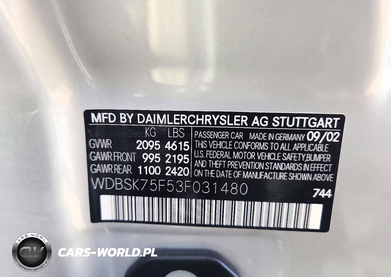 2003 Mercedes-Benz Sl 500R VIN:WDBSK75F53F031480 - 12