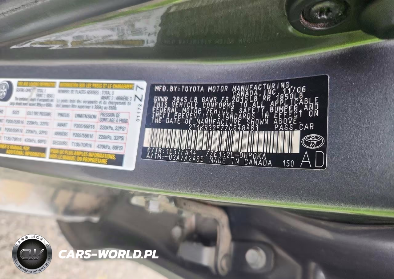 2007 Toyota Matrix Base VIN:2T1KR32E77C648461 - 12