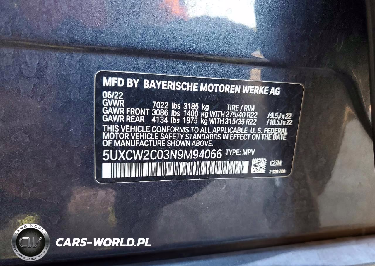 2022 BMW X7 xDrive40I VIN:5UXCW2C03N9M94066 - 13