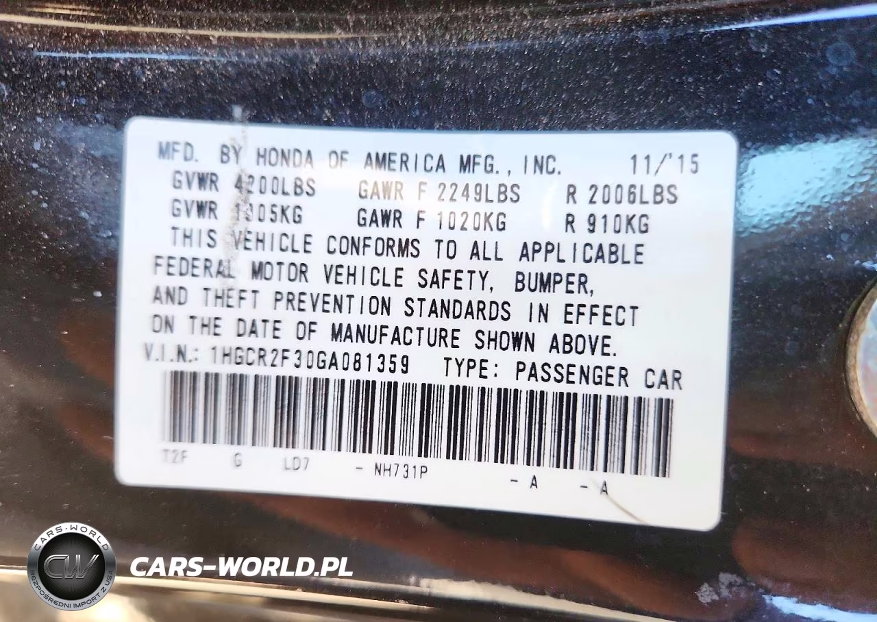 2016 Honda Accord Lx VIN:1HGCR2F30GA081359 - 12