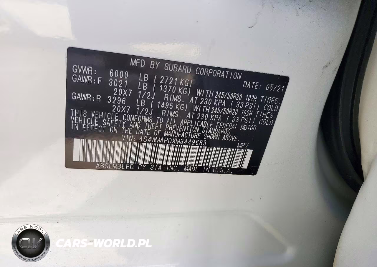 2021 Subaru Ascent Limited VIN:4S4WMAPDXM3449683 - 14