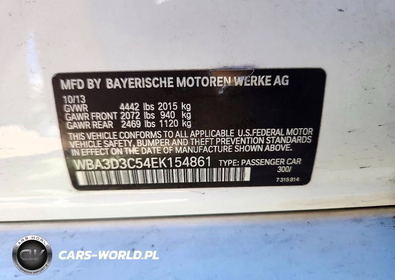 2014 BMW 328 D VIN:WBA3D3C54EK154861 - 12