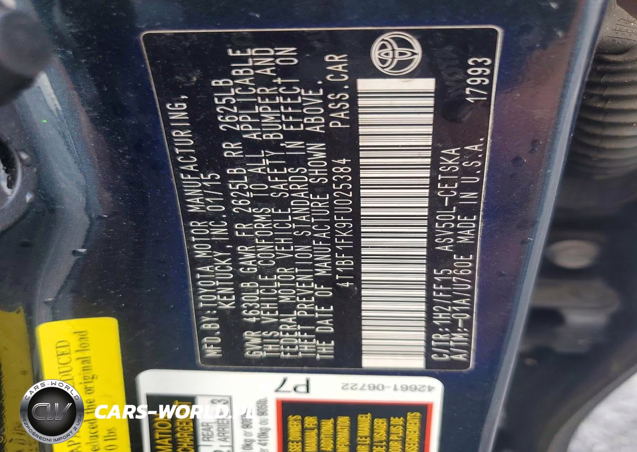 2015 Toyota Camry Se VIN:4T1BF1FK9FU025384 - 13