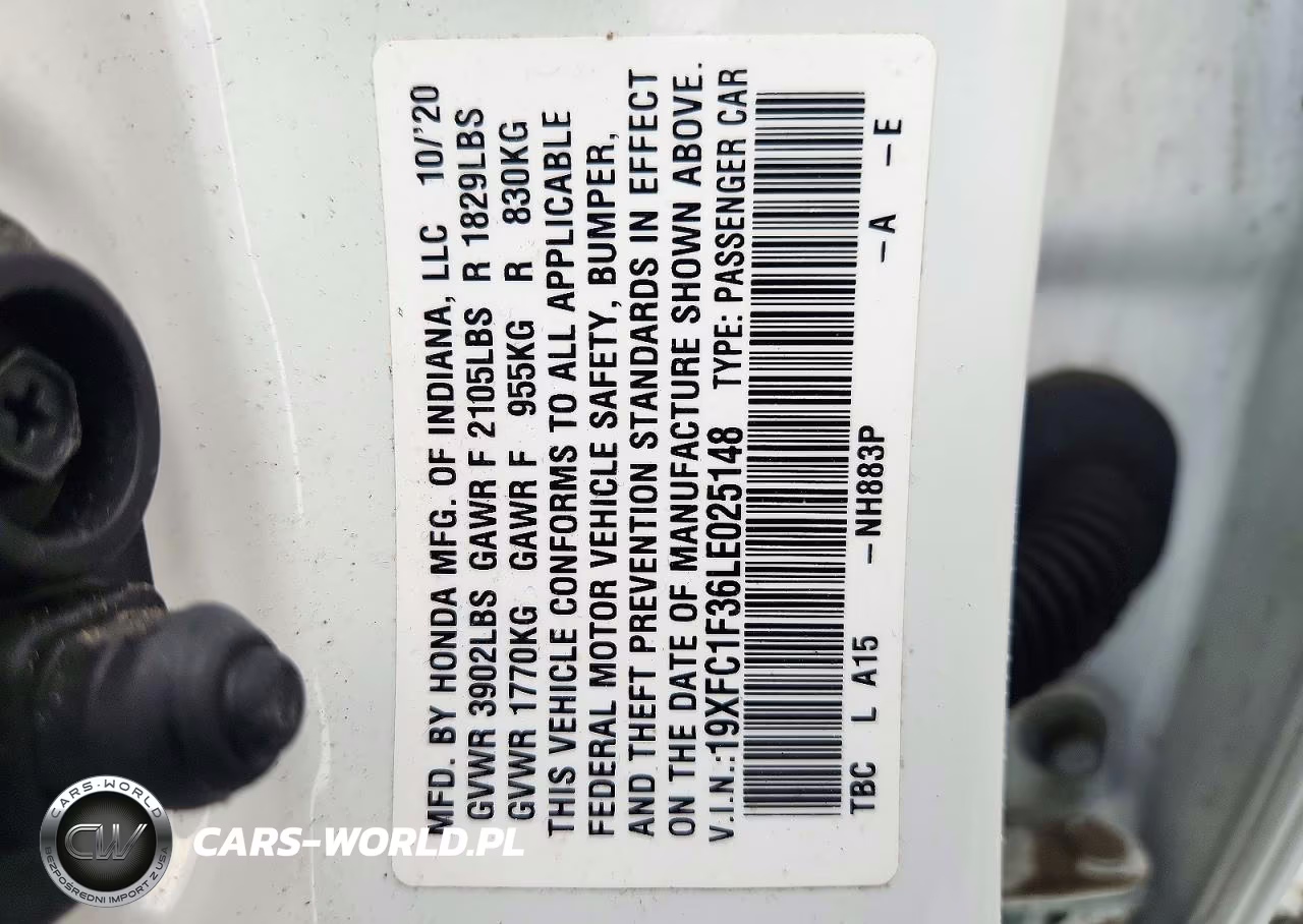 2020 Honda Civic Ex VIN:19XFC1F36LE025148 - 13