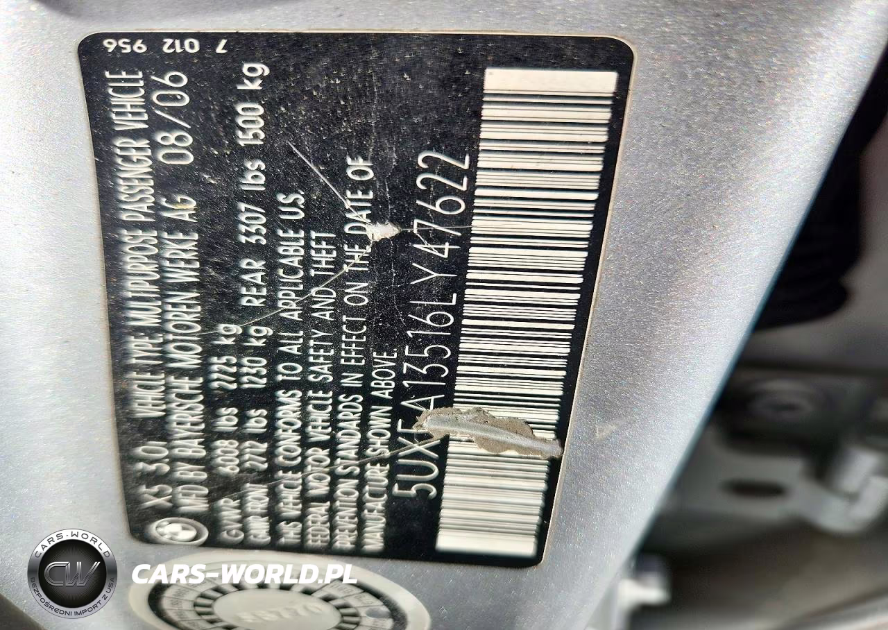 2006 BMW X5 3.0I VIN:5UXFA13516LY47622 - 13