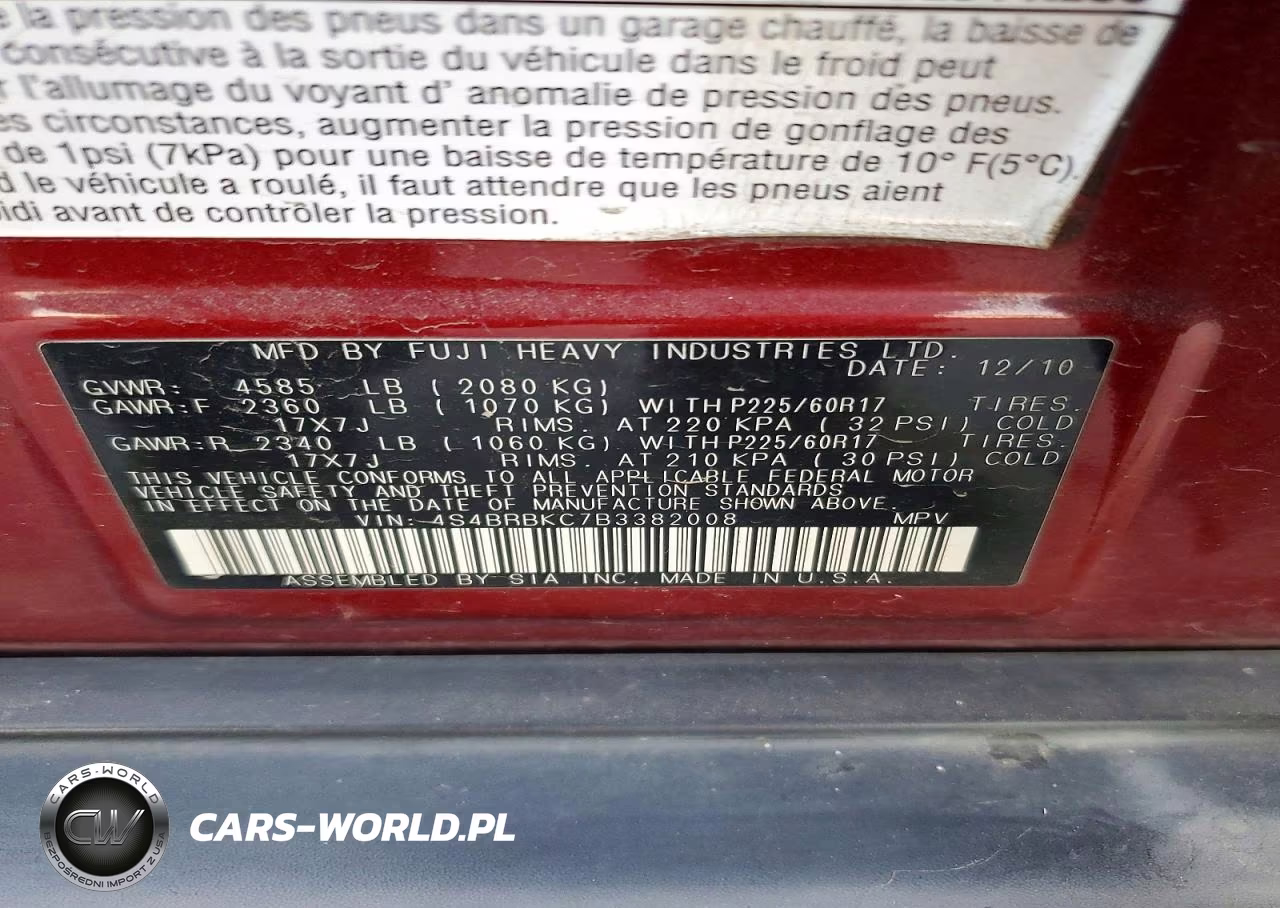 2011 Subaru Outback 2.5I Limited VIN:4S4BRBKC7B3382008 - 12