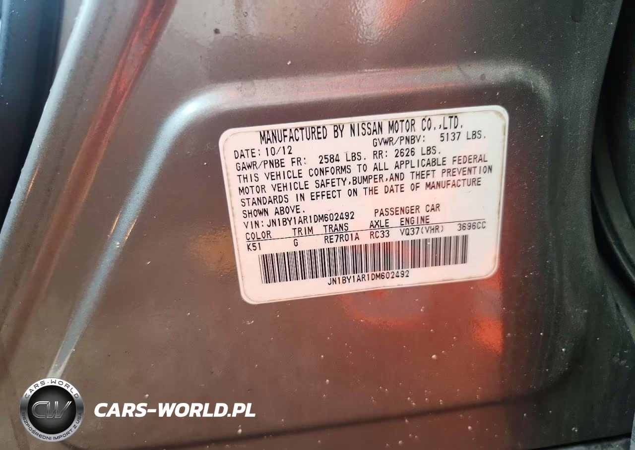 2013 Infiniti M37 X VIN:JN1BY1AR1DM602492 - 13