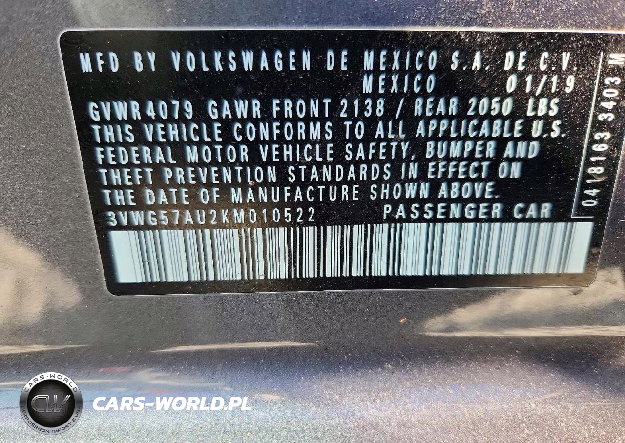 2019 Volkswagen Golf S VIN:3VWG57AU2KM010522 - 13