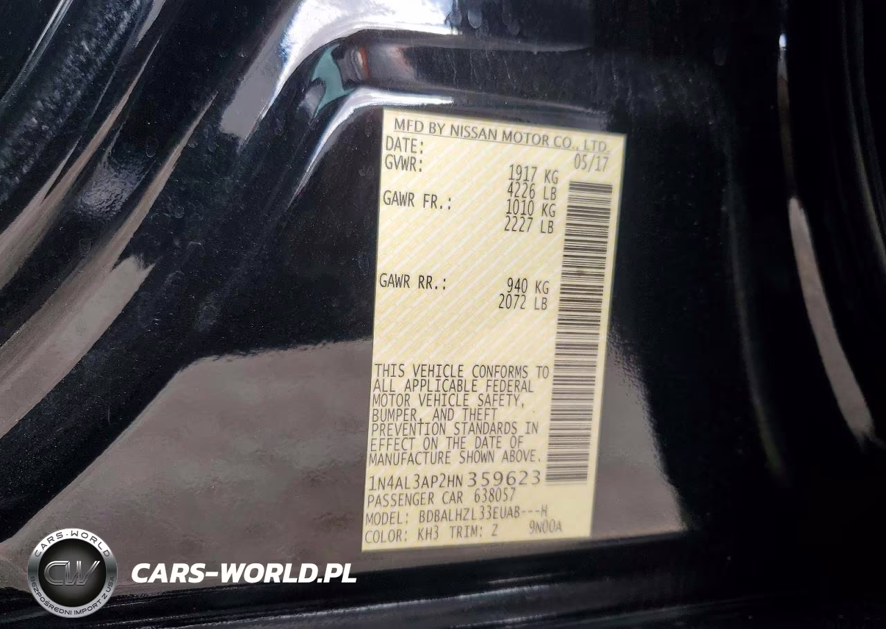 NISSAN ALTIMA 2.5 VIN:1N4AL3AP2HN359623 - 12