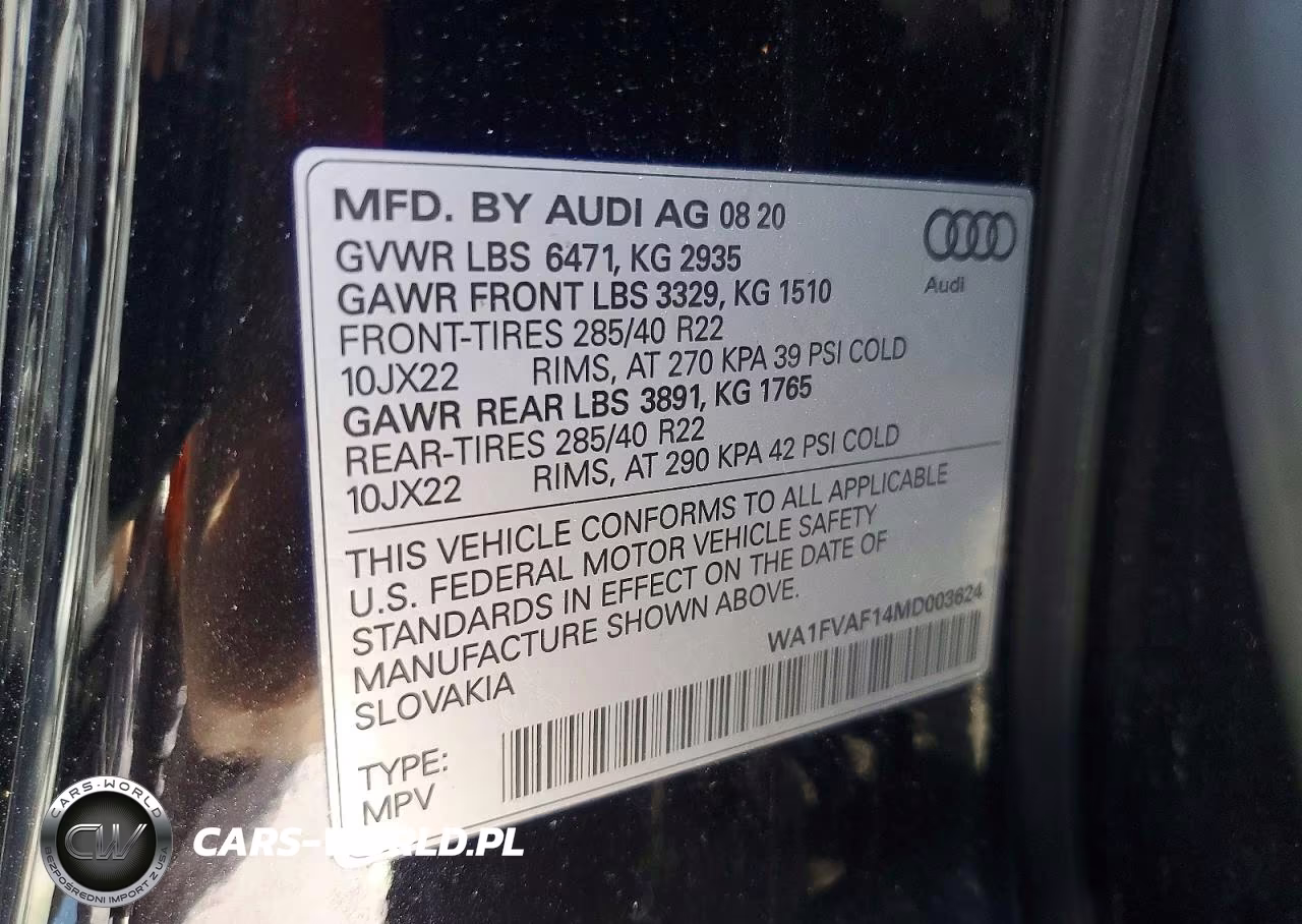 2021 Audi Q8 Prestige S-Line VIN:WA1FVAF14MD003624 - 12