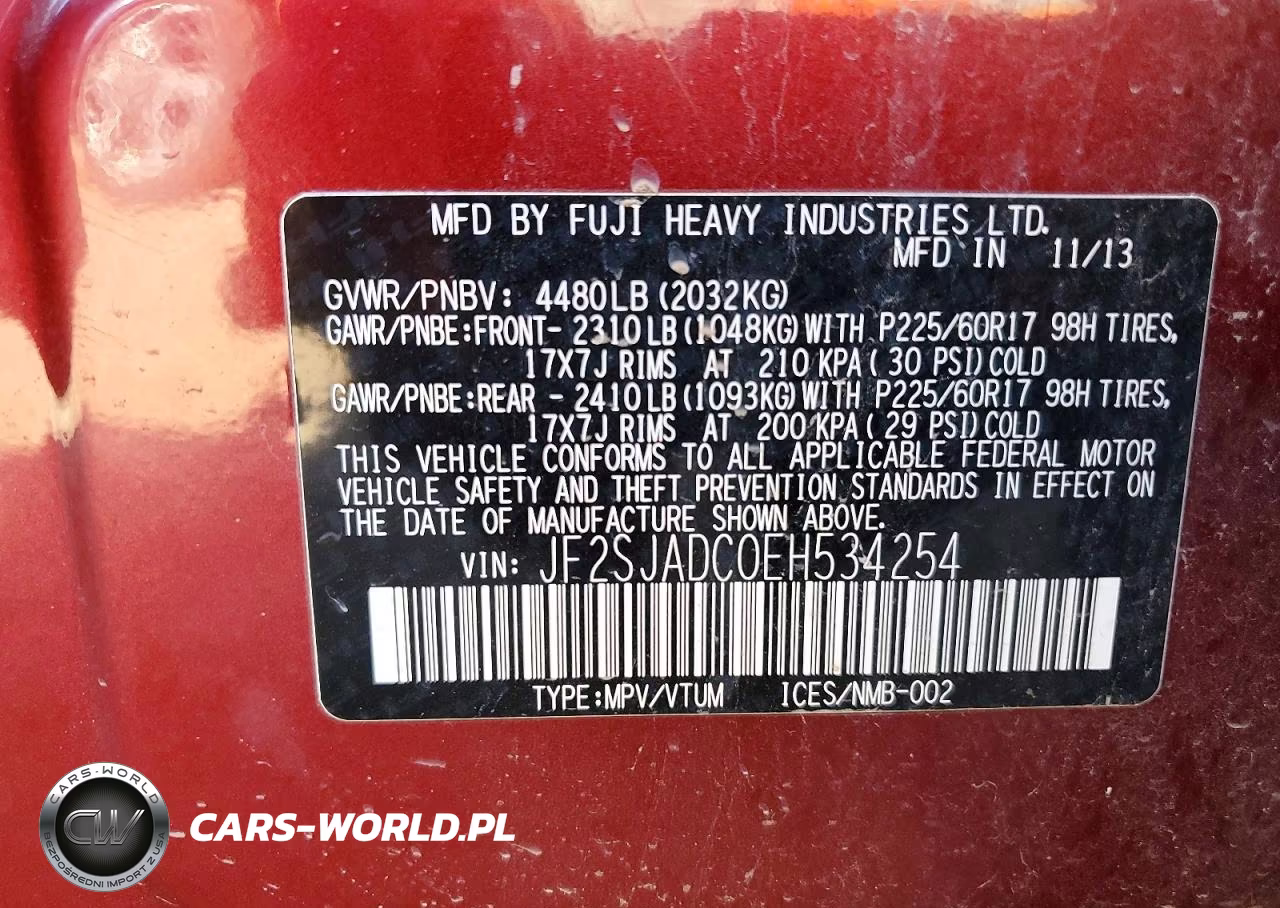 2014 Subaru Forester 2.5I Premium VIN:JF2SJADC0EH534254 - 12