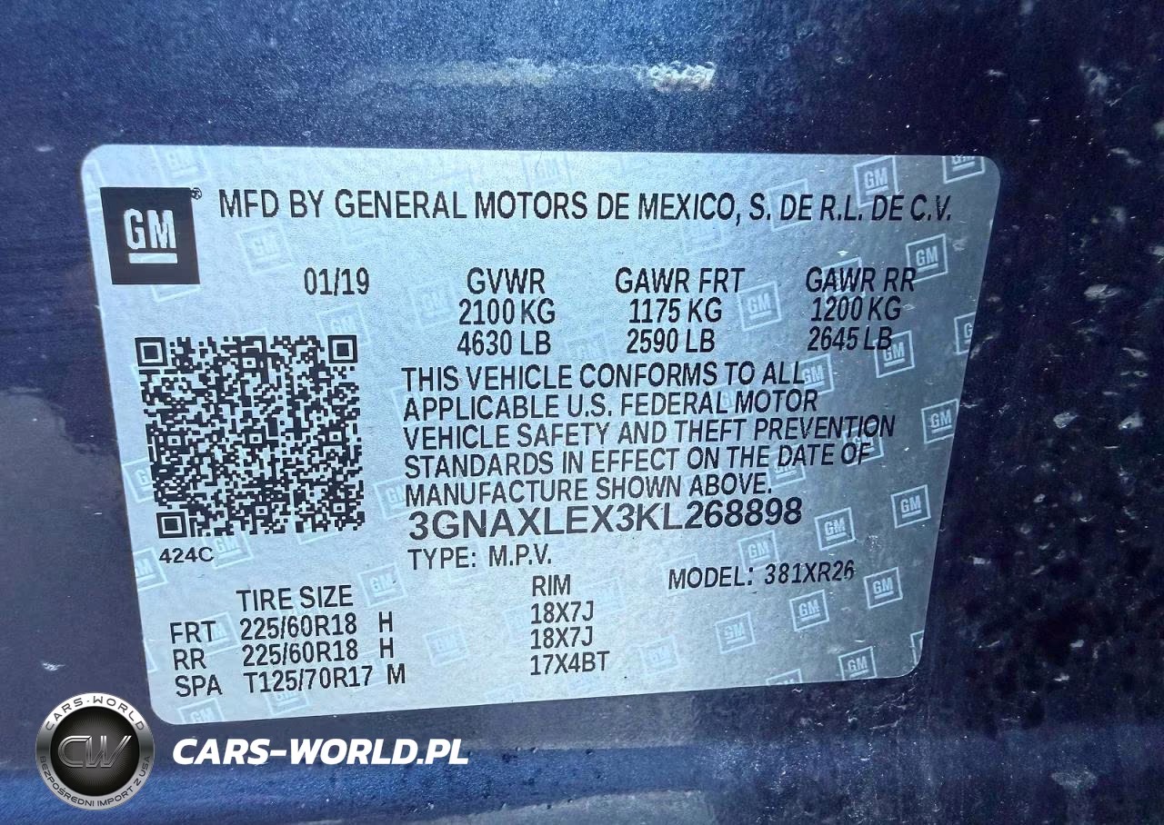 2019 Chevrolet Equinox Lt VIN:3GNAXLEX3KL268898 - 10