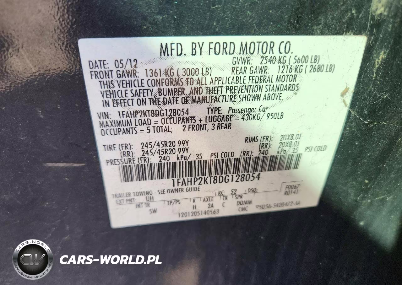 2013 Ford Taurus Sho VIN:1FAHP2KT8DG128054 - 12