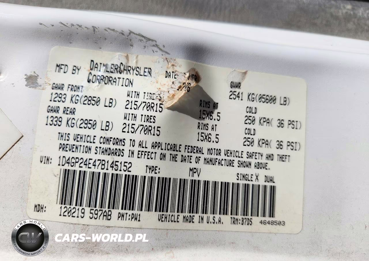 2007 Dodge Grand Caravan Se VIN:1D4GP24E47B145152 - 13