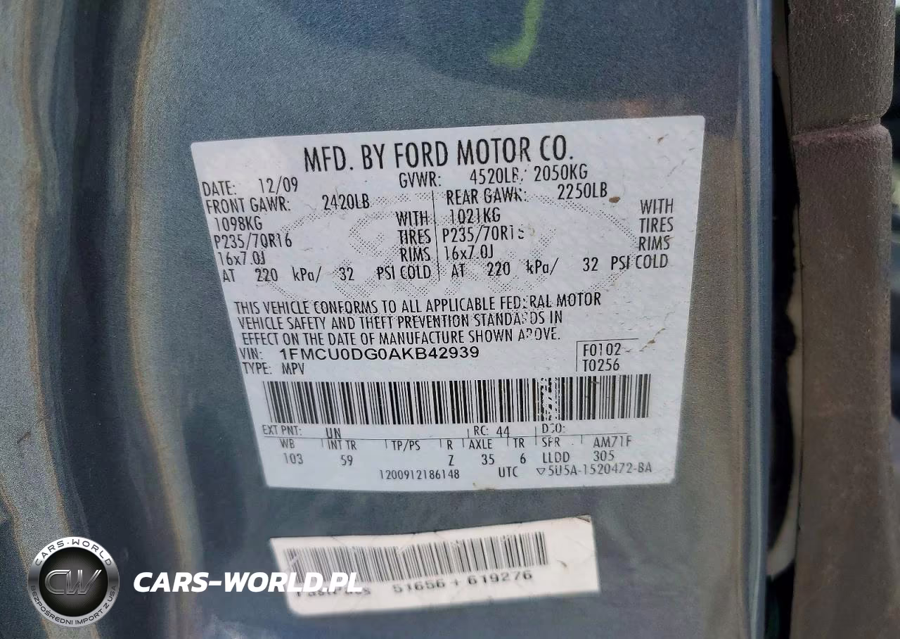 2010 Ford Escape Xlt VIN:1FMCU0DG0AKB42939 - 13