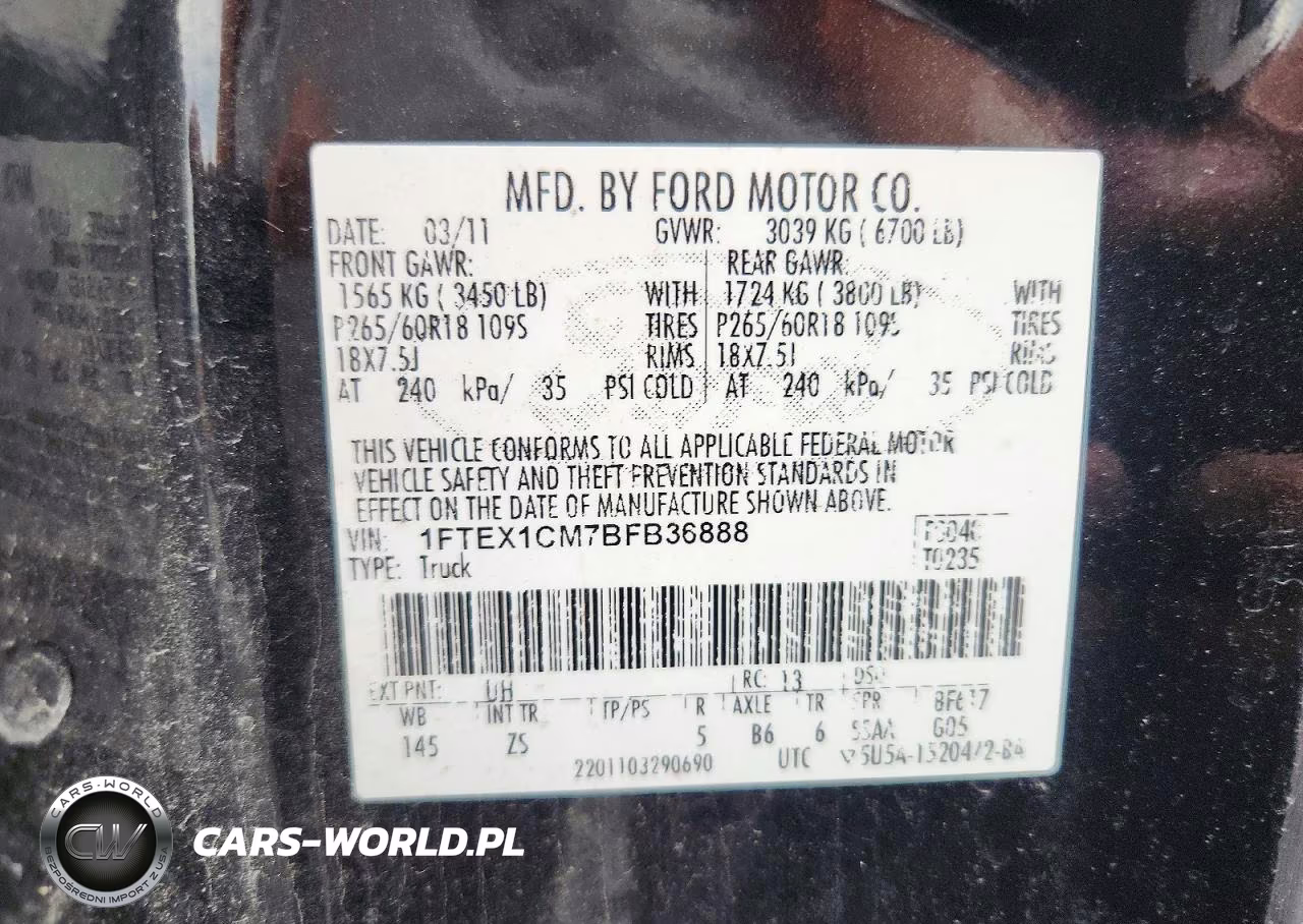 2011 Ford F150 Super Cab VIN:1FTEX1CM7BFB36888 - 12
