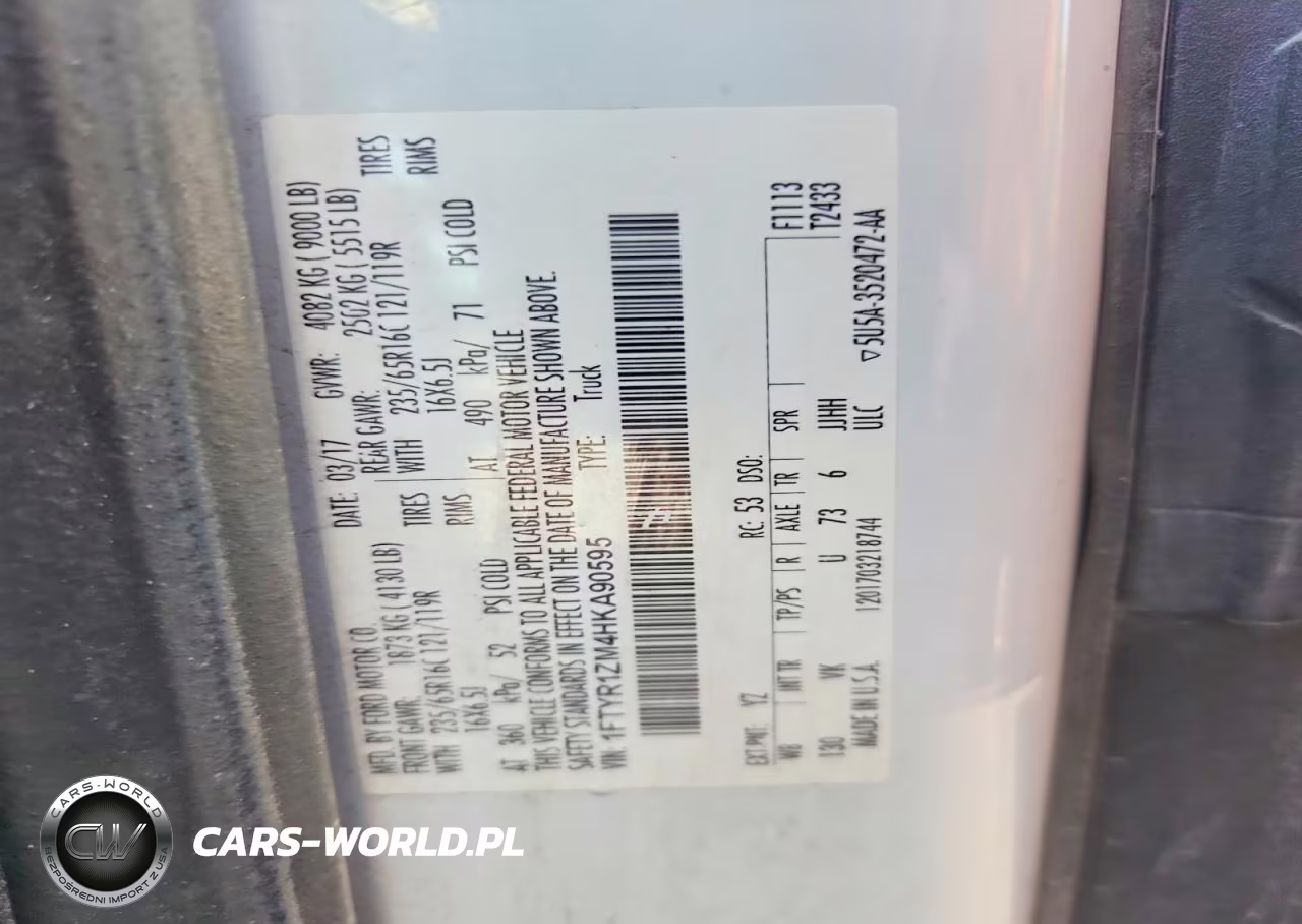 2017 Ford Transit T-250 VIN:1FTYR1ZM4HKA90595 - 12
