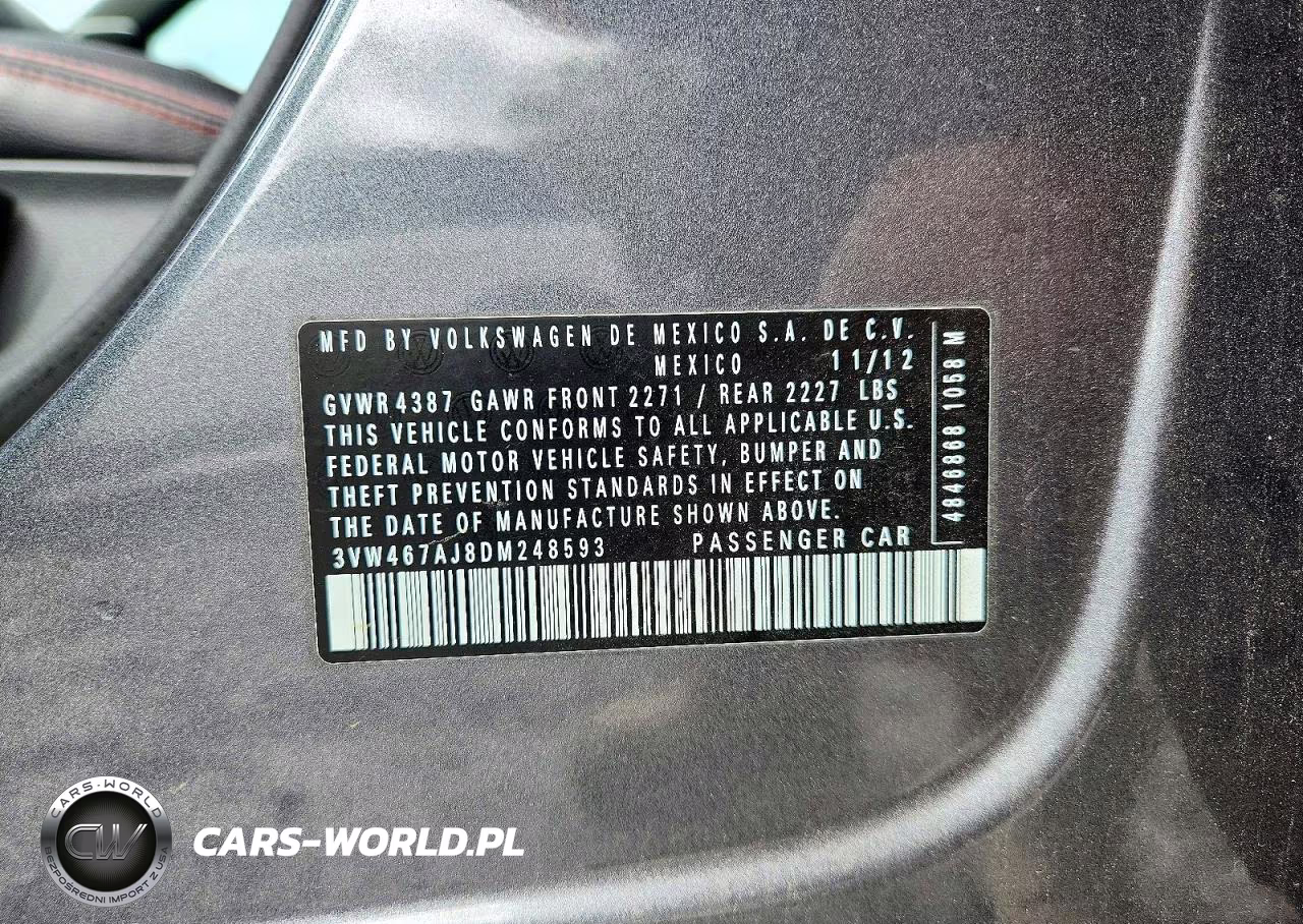 2013 Volkswagen Jetta Gli VIN:3VW467AJ8DM248593 - 12