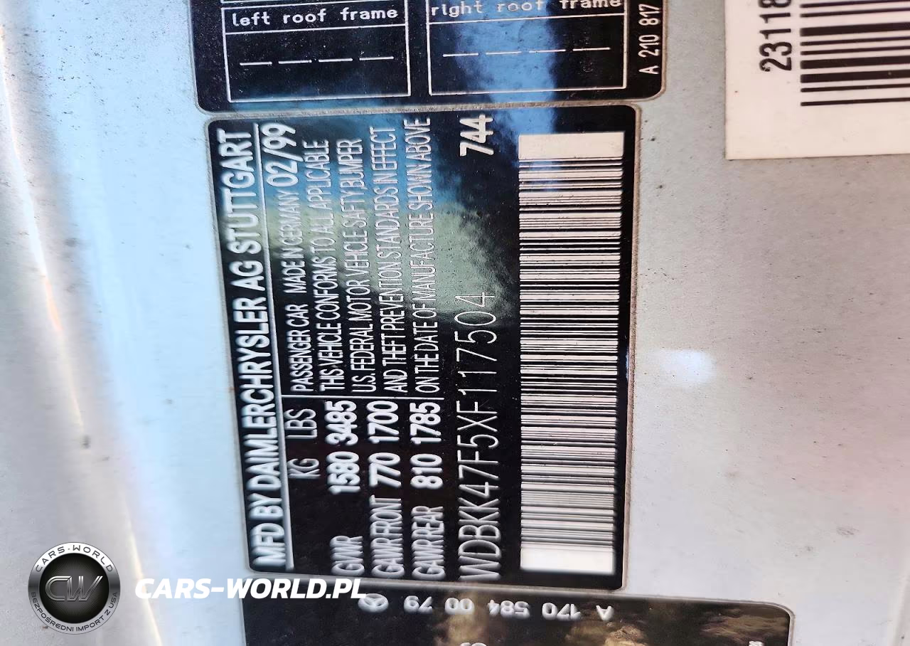 1999 Mercedes-Benz Slk 230 Kompressor VIN:WDBKK47F5XF117504 - 13