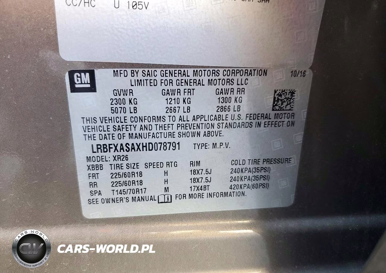 2017 Buick Envision Preferred VIN:LRBFXASAXHD078791 - 14