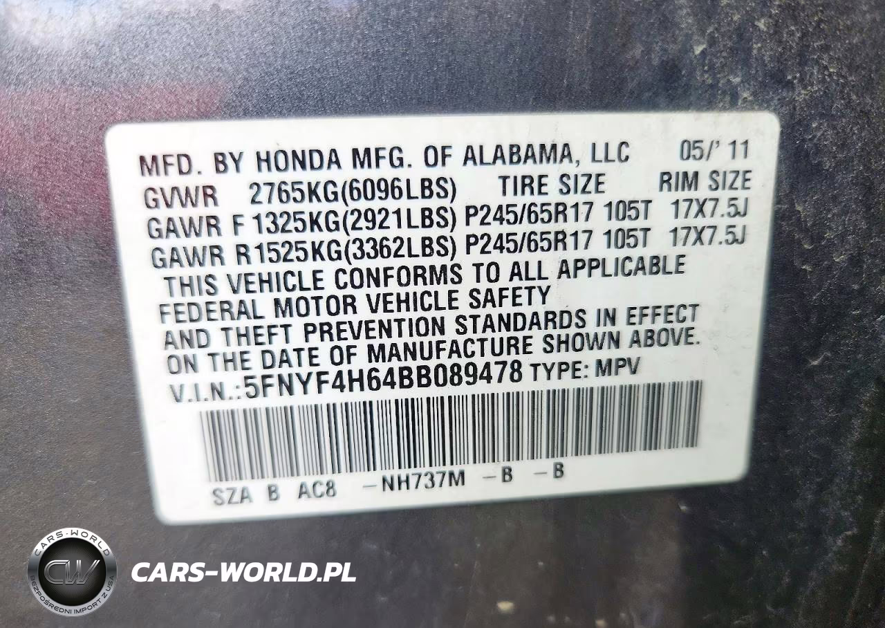 2011 Honda Pilot Exl VIN:5FNYF4H64BB089478 - 13