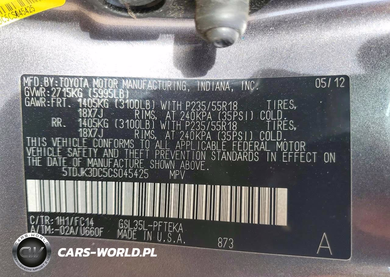 2012 Toyota Sienna Le VIN:5TDJK3DC5CS045425 - 13