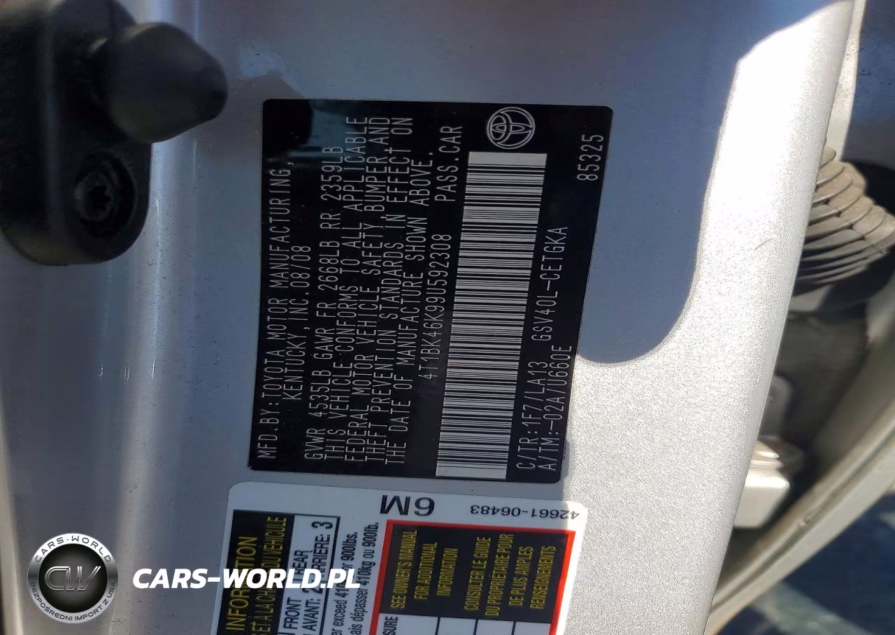 2009 Toyota Camry Xle V6 VIN:4T1BK46K99U592308 - 12