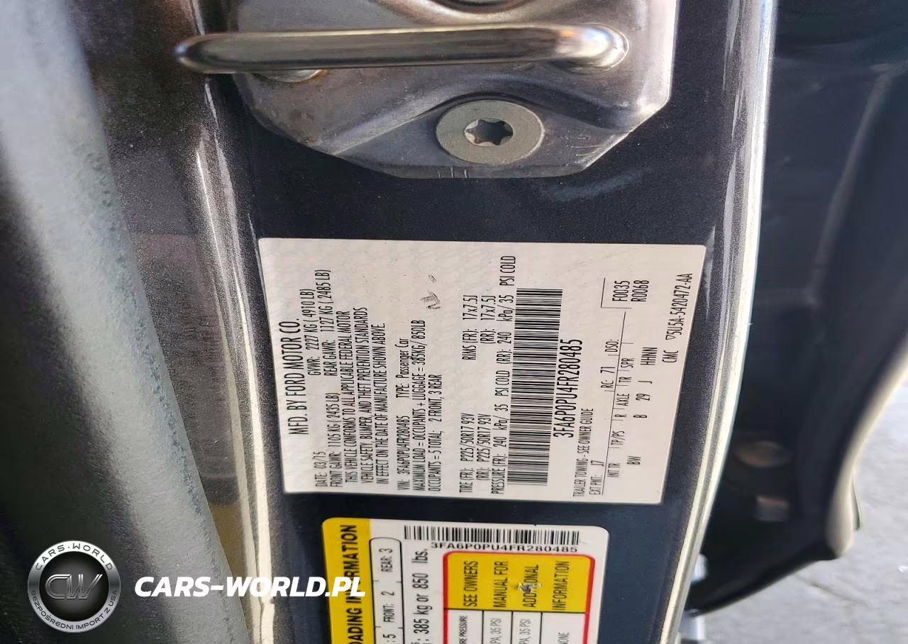 2015 Ford Fusion Se Phev VIN:3FA6P0PU4FR280485 - 12