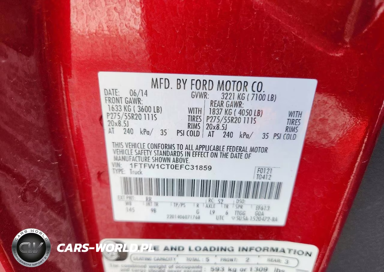 2014 Ford F150 Supercrew VIN:1FTFW1CT0EFC31859 - 13