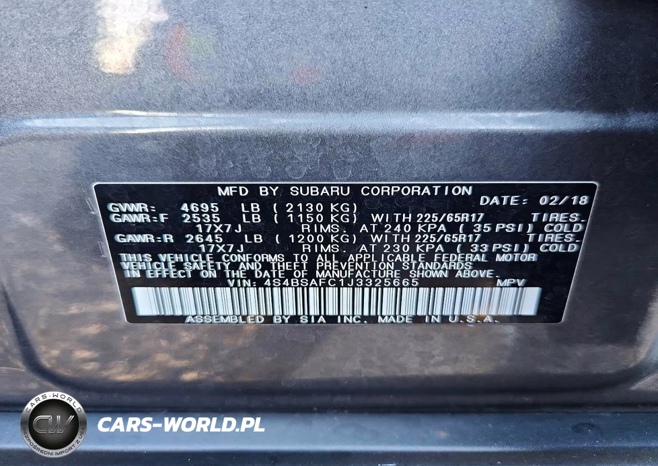 2018 Subaru Outback 2.5I Premium VIN:4S4BSAFC1J3325665 - 13