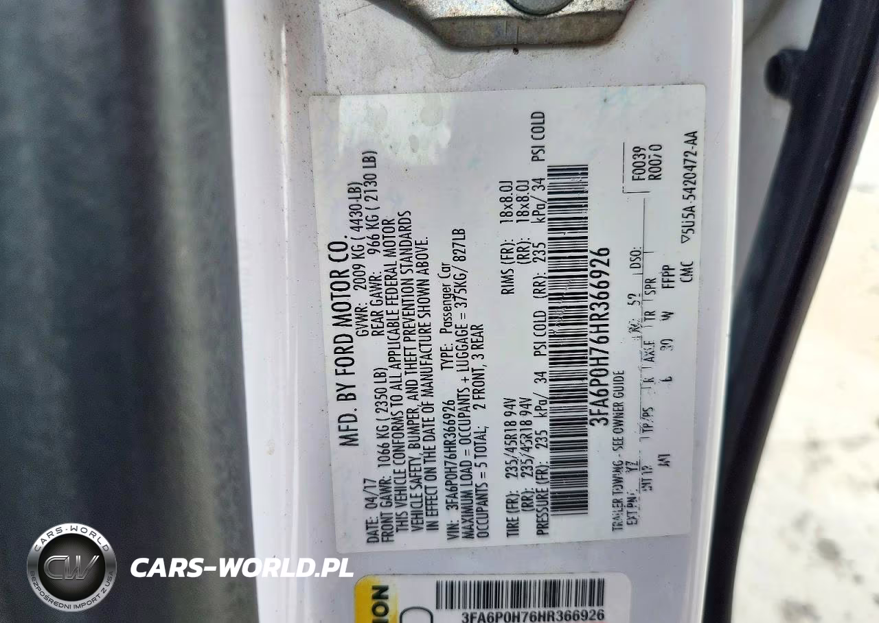 2017 Ford Fusion Se VIN:3FA6P0H76HR366926 - 12