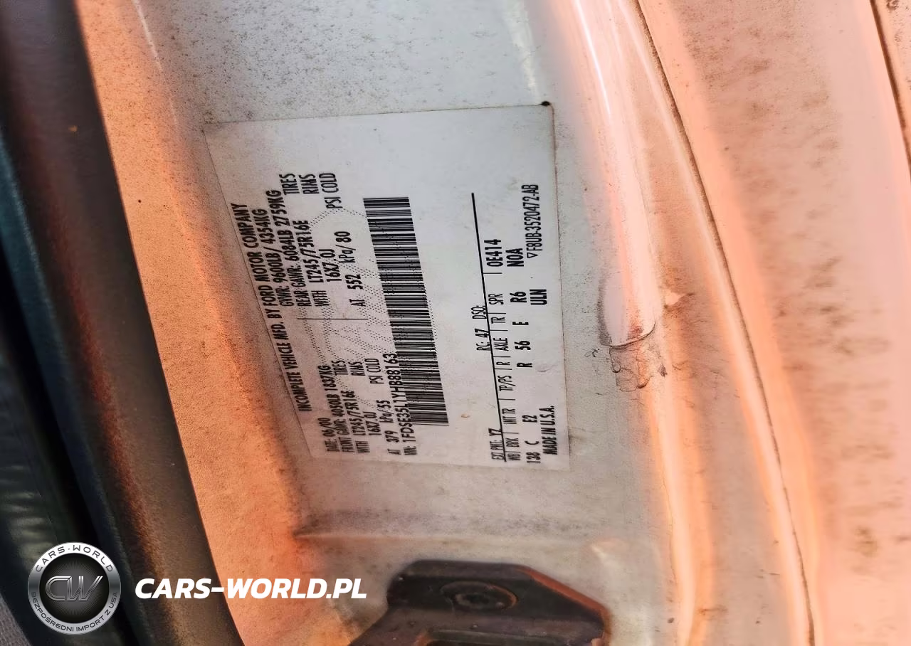 2000 Ford Econoline E350 Super Duty Cutaway Van VIN:1FDSE35L1YHB88163 - 12