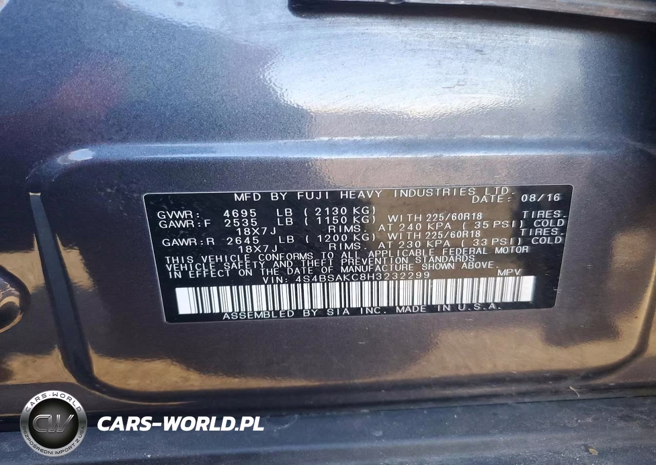 2017 Subaru Outback 2.5I Limited VIN:4S4BSAKC8H3232299 - 14