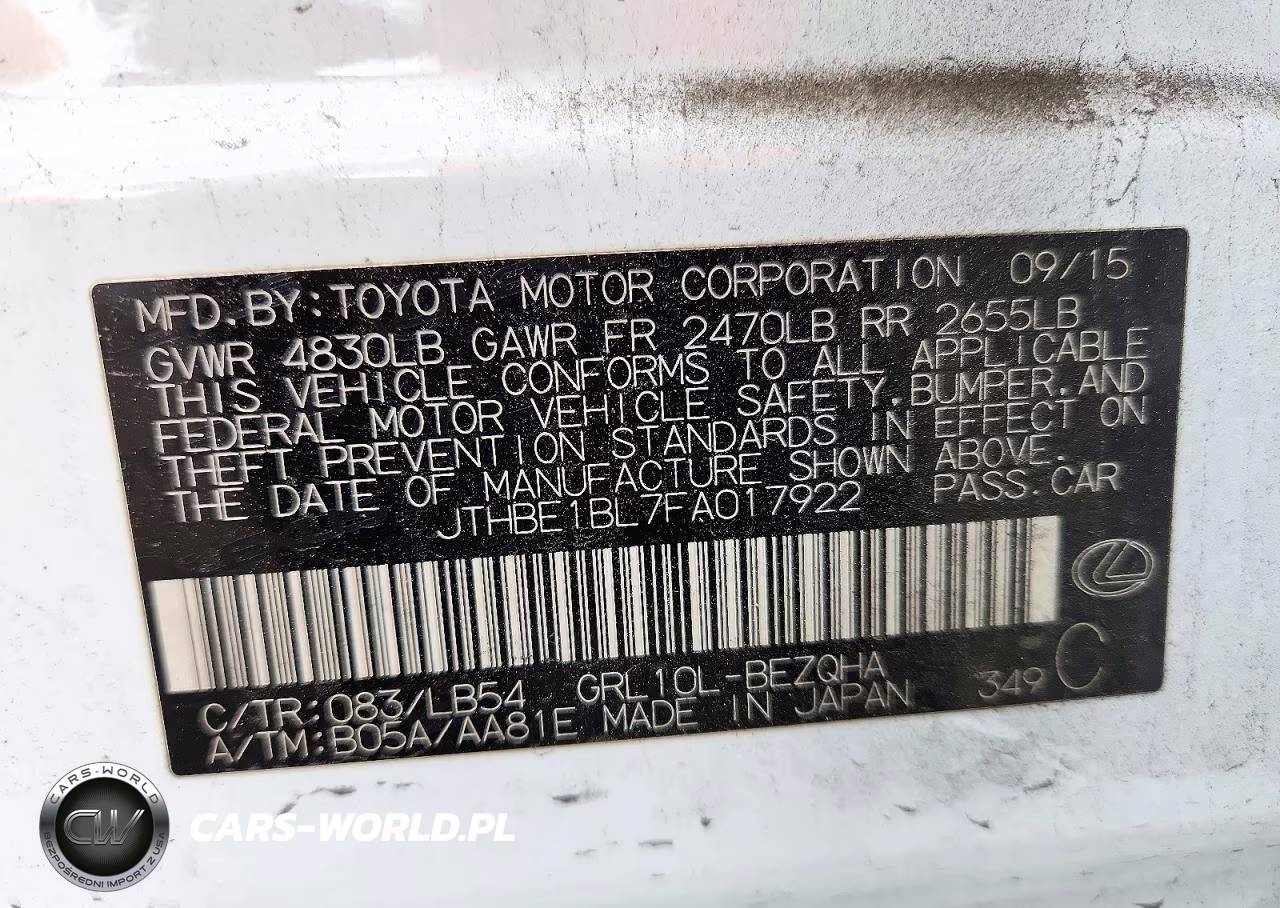 2015 Lexus Gs 350 VIN:JTHBE1BL7FA017922 - 12