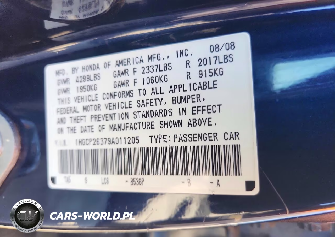 2009 Honda Accord Lx VIN:1HGCP26379A011205 - 12