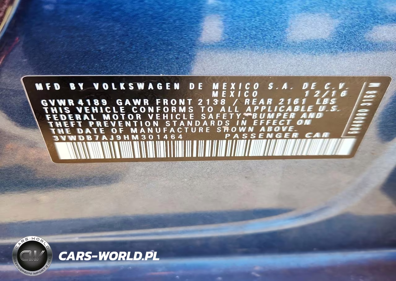 2017 Volkswagen Jetta Se VIN:3VWDB7AJ9HM301464 - 12