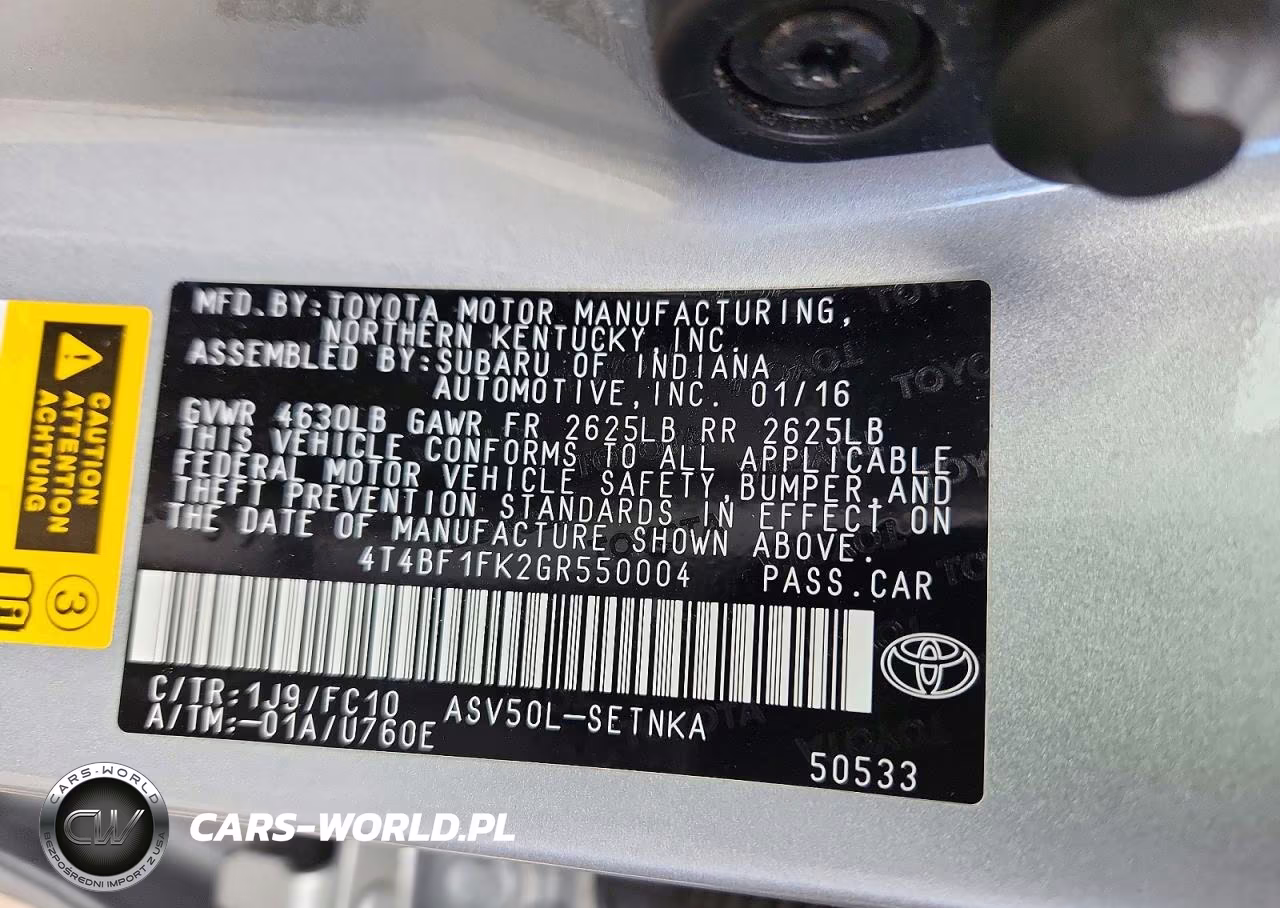 2016 Toyota Camry Le VIN:4T4BF1FK2GR550004 - 12