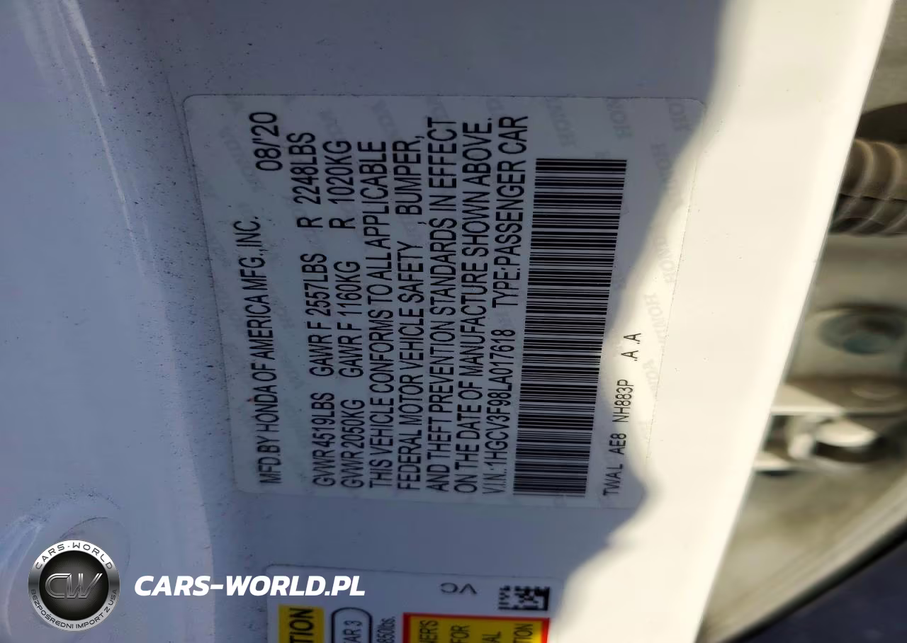 2020 Honda Accord Touring Hybrid VIN:1HGCV3F98LA017618 - 12