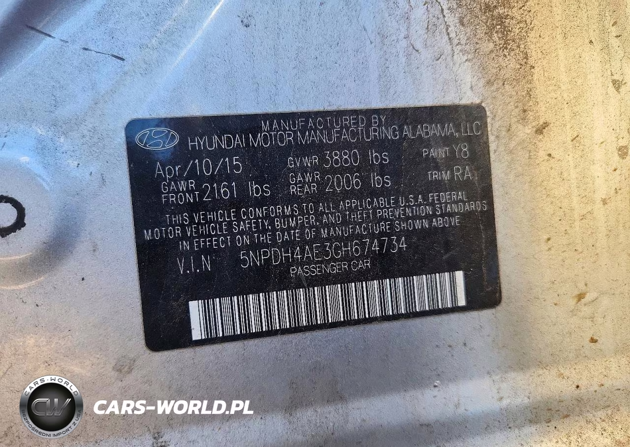 2016 Hyundai Elantra Se VIN:5NPDH4AE3GH674734 - 12