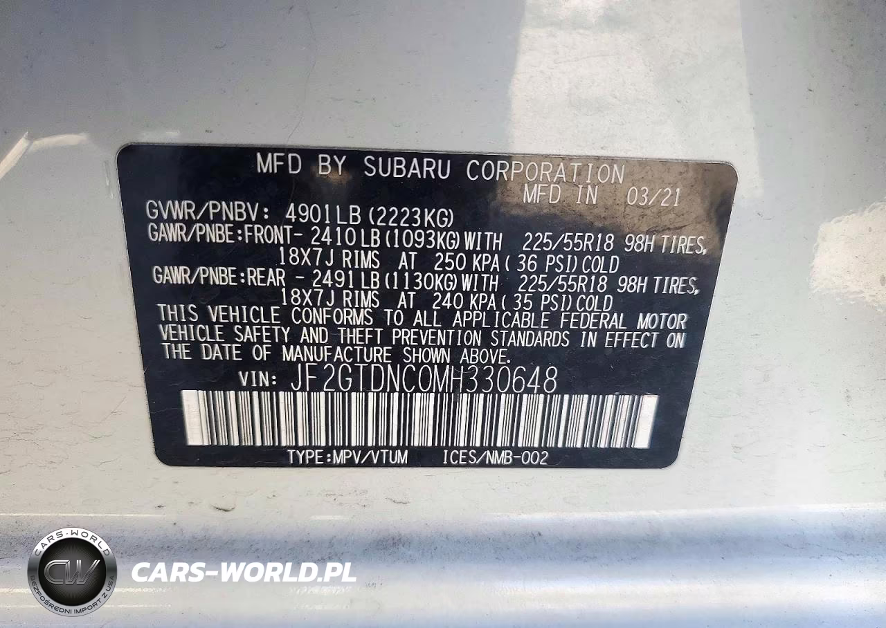 2021 Subaru Crosstrek Limited VIN:JF2GTDNC0MH330648 - 13