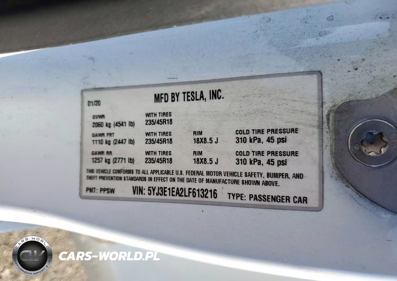 2020 Tesla Model 3 VIN:5YJ3E1EA2LF613216 - 12