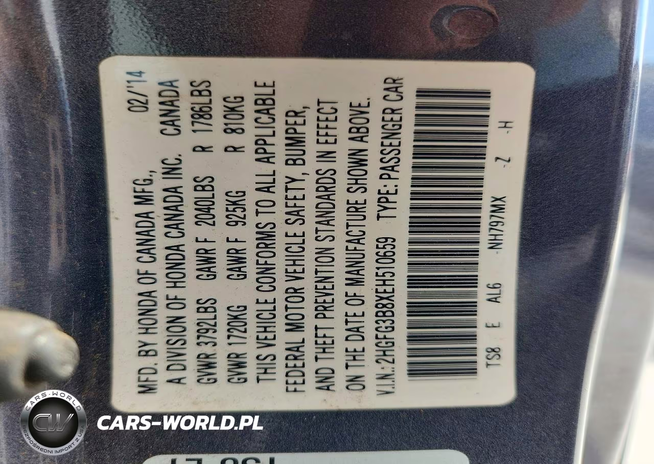 2014 Honda Civic Ex VIN:2HGFG3B8XEH510659 - 13