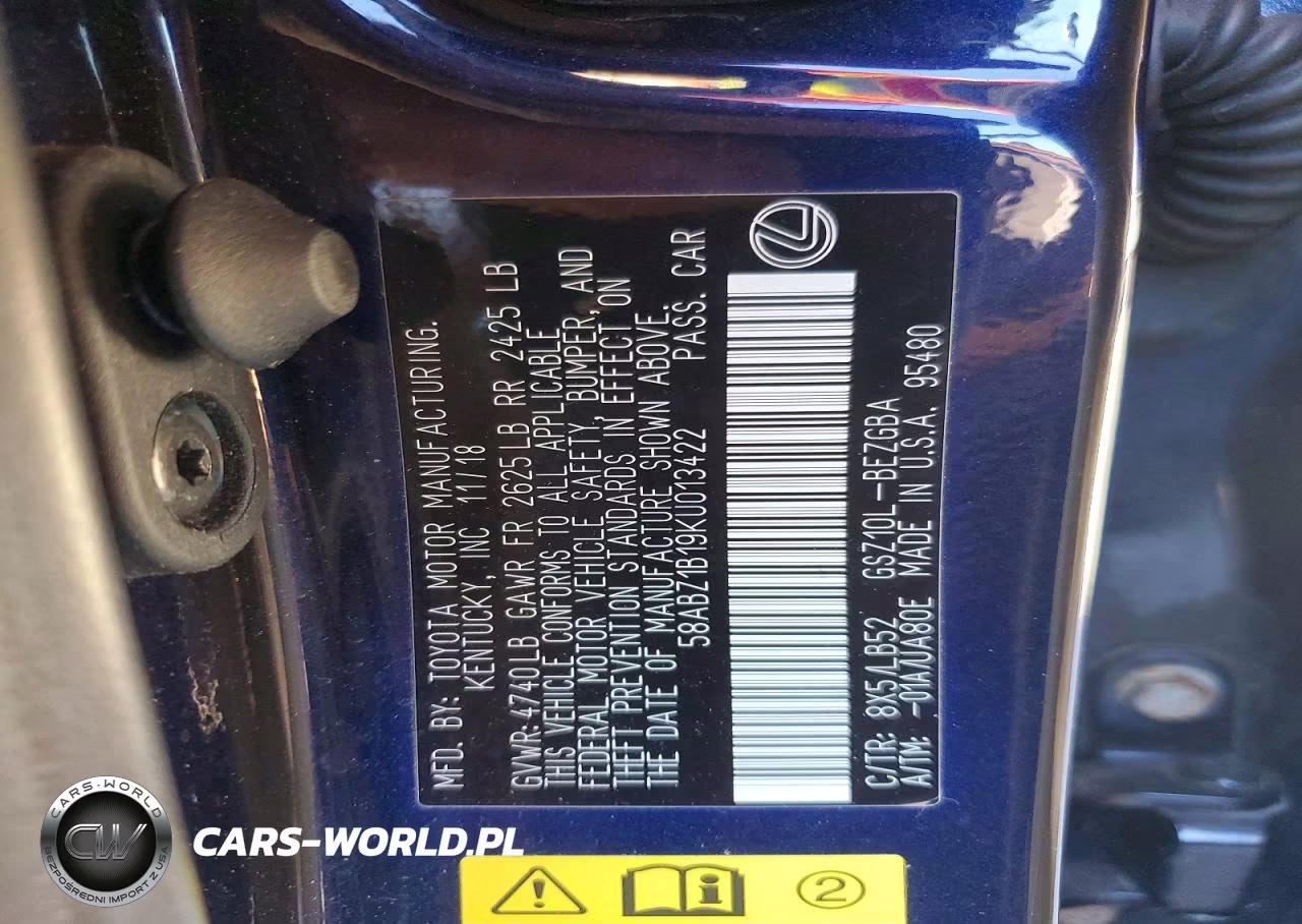 2019 Lexus Es 350 VIN:58ABZ1B19KU013422 - 12