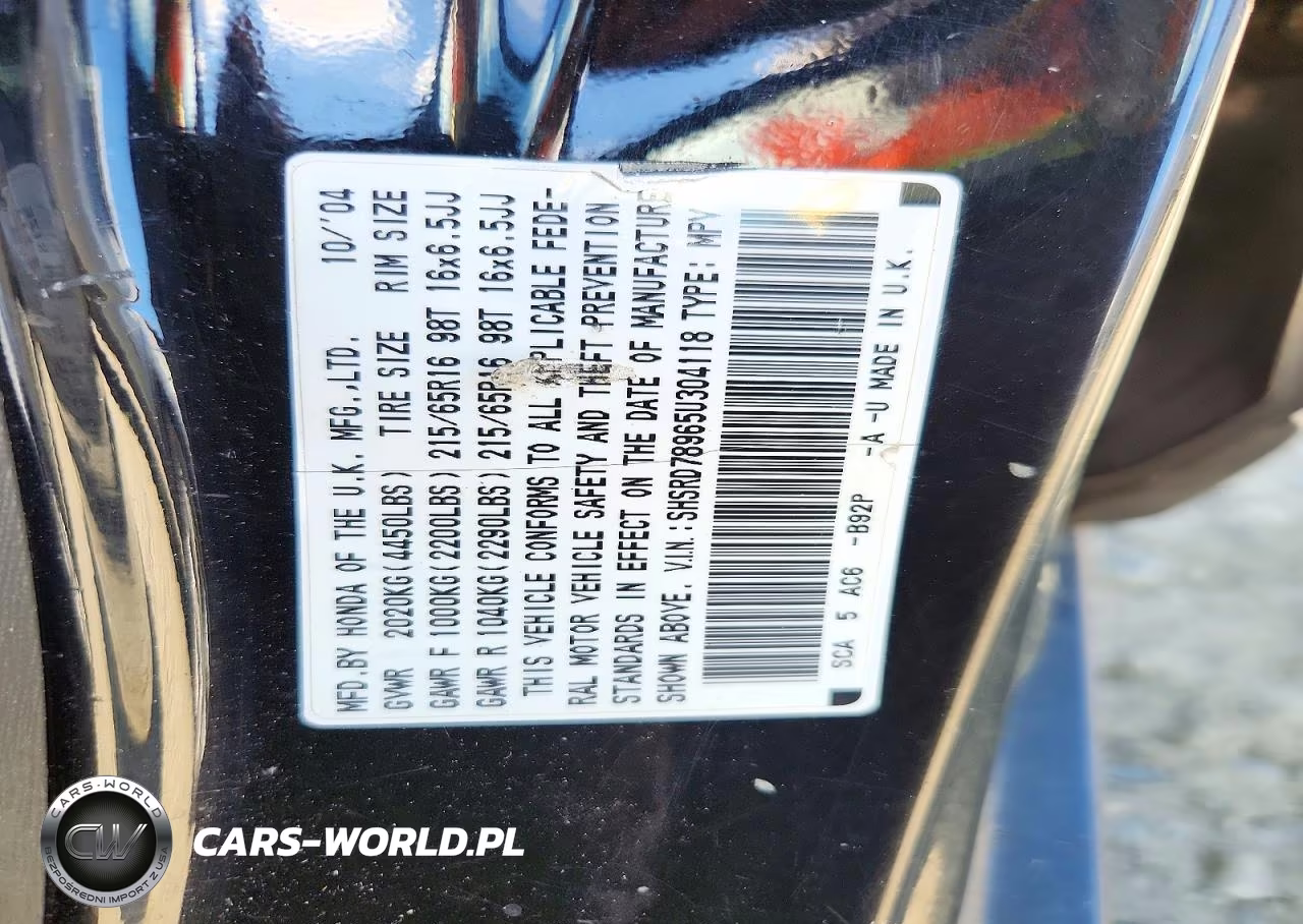 2005 Honda Cr-V Se VIN:SHSRD78965U304118 - 13