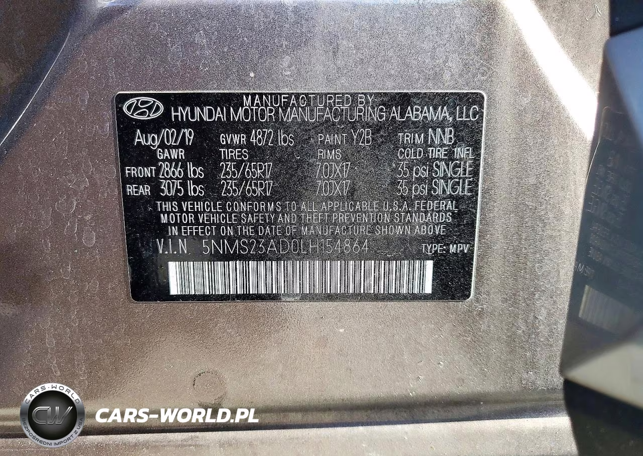 2020 Hyundai Santa Fe Se VIN:5NMS23AD0LH154864 - 14