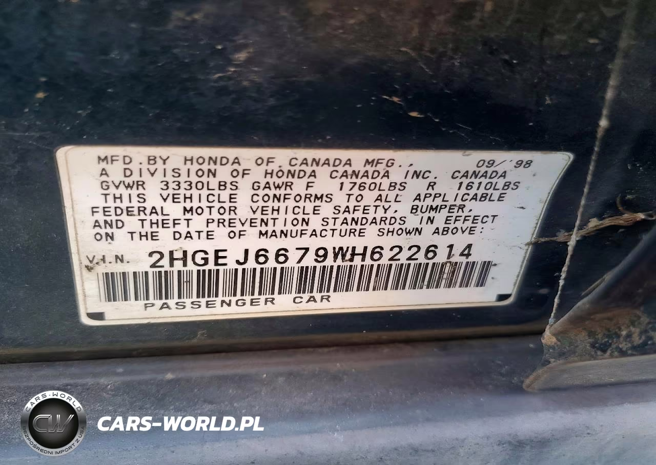 1998 Honda Civic Lx VIN:2HGEJ6679WH622614 - 12