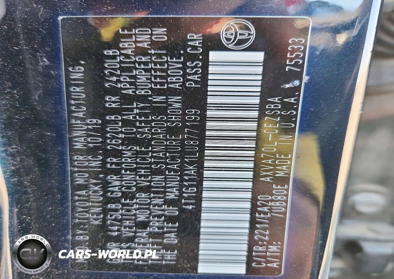 2020 Toyota Camry Se VIN:4T1G11AK1LU877199 - 12