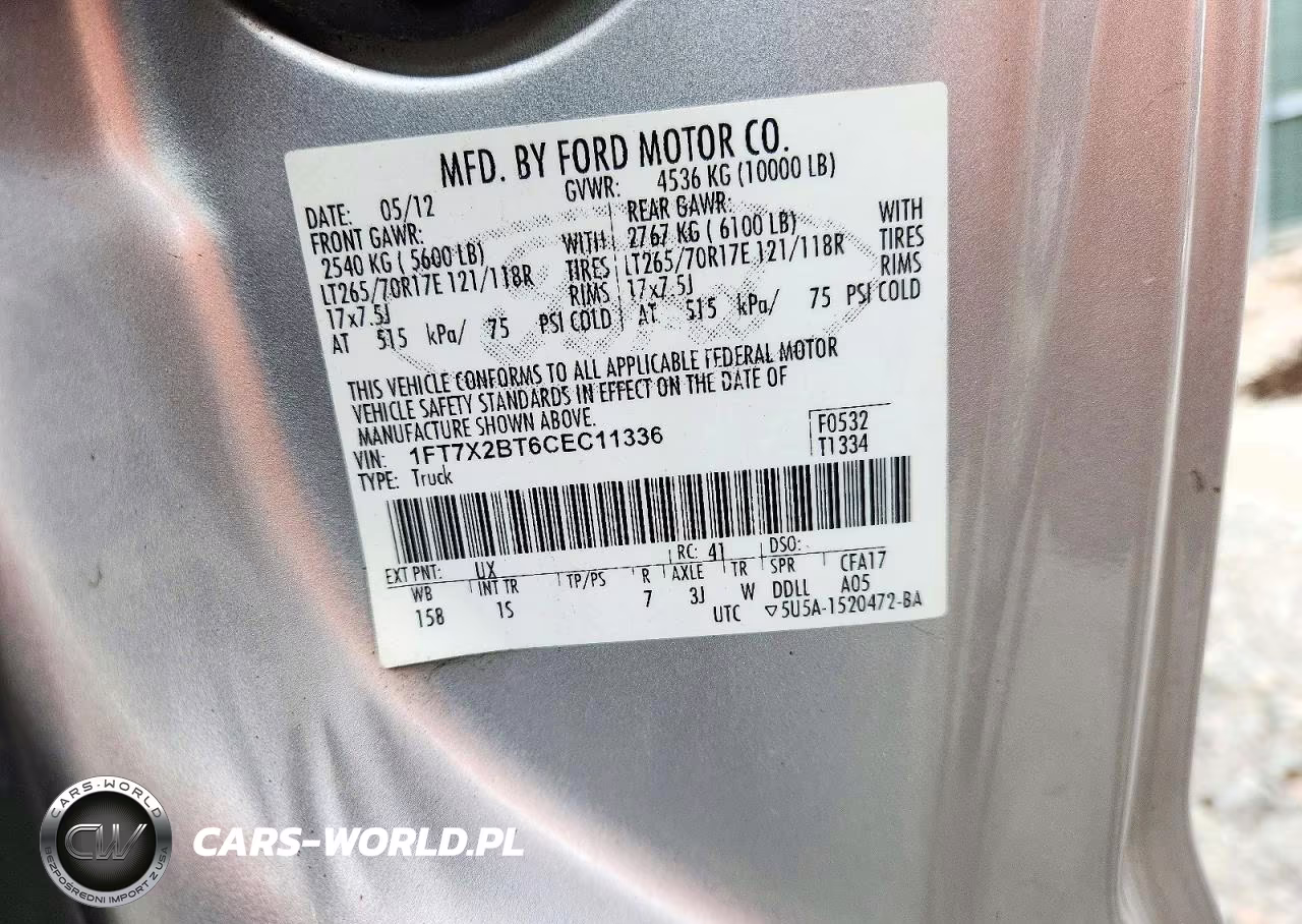 2012 Ford F250 Super Duty VIN:1FT7X2BT6CEC11336 - 12
